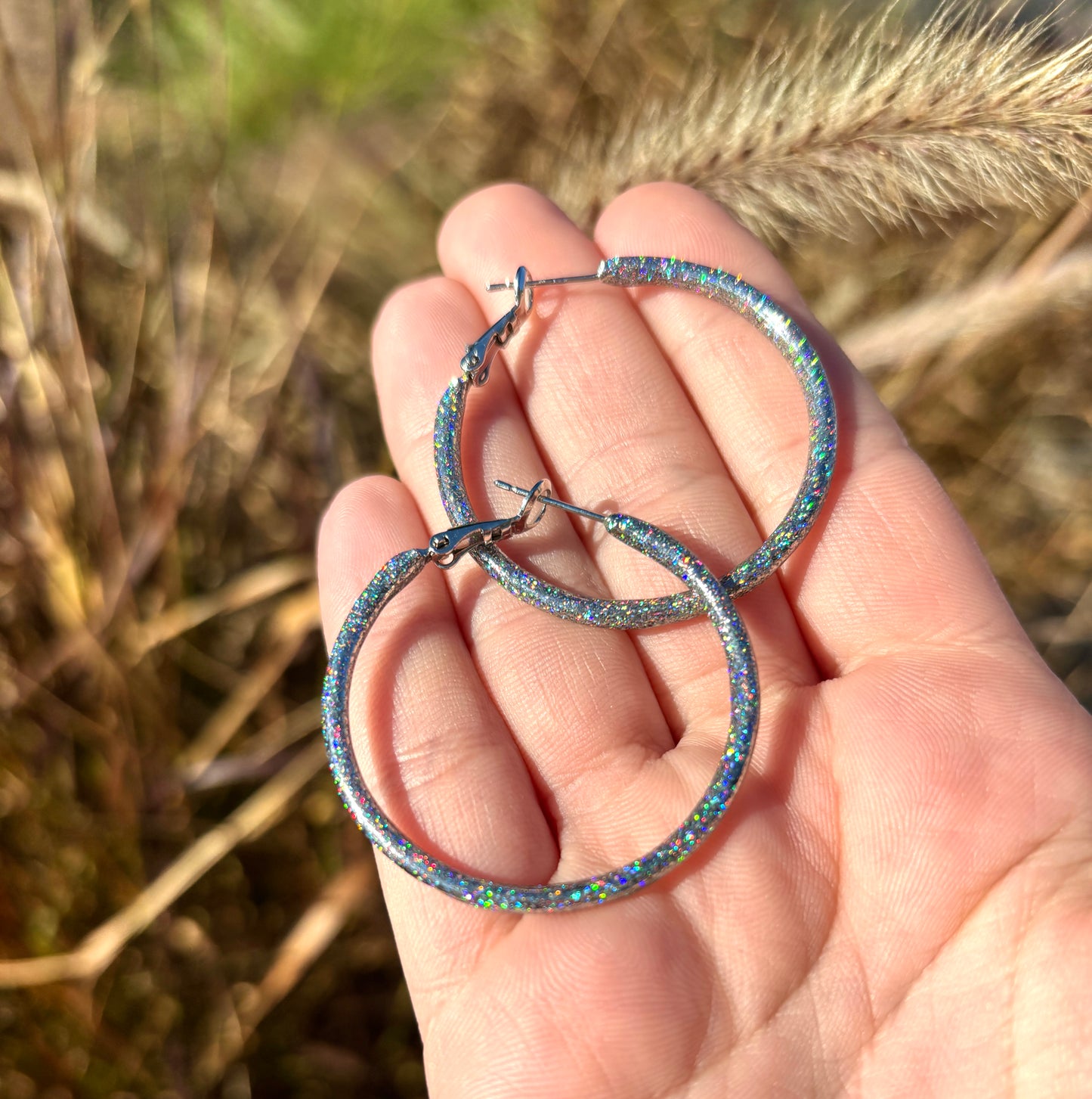 Sterling Silver Kaleidoscope Sparkle Hoop Earrings