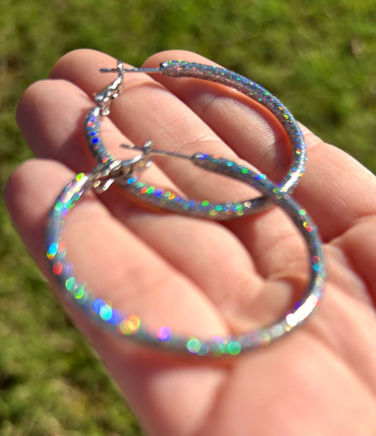 Sterling Silver Kaleidoscope Sparkle Hoop Earrings