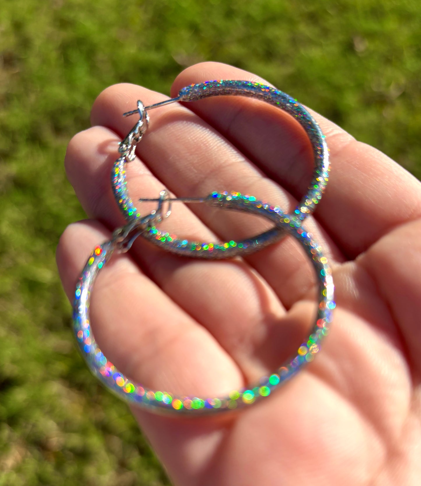 Sterling Silver Kaleidoscope Sparkle Hoop Earrings